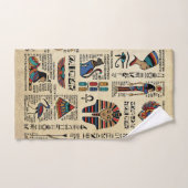 Egyptische hiërogliefen en godheden op papyrus bad handdoek (Handdoek)