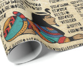 Egyptische hiërogliefen en godheden op papyrus cadeaupapier (Rol Hoek)