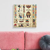 Egyptische hiërogliefen en godheden op papyrus canvas afdruk (Insitu (Woonkamer))