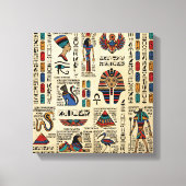 Egyptische hiërogliefen en godheden op papyrus canvas afdruk (Voorkant)