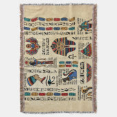 Egyptische hiërogliefen en godheden op papyrus deken (Voorkant Verticaal)