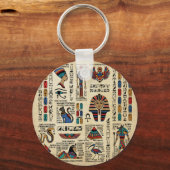 Egyptische hiërogliefen en godheden op papyrus sleutelhanger (Voorkant)