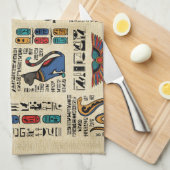 Egyptische hiërogliefen en godheden op papyrus theedoek (Quarter Fold)