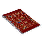 Egyptische hiërogliefen en oudheden in rood notitieboek (Rechterzijde)