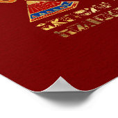 Egyptische hiërogliefen en oudheden in rood poster (Hoek)