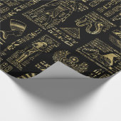 Egyptische hiërogliefen en oudheden in zwart goud cadeaupapier (Hoek)