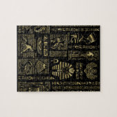 Egyptische hiërogliefen en oudheden in zwart goud legpuzzel (Horizontaal)