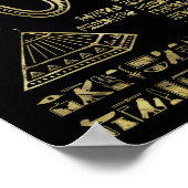 Egyptische hiërogliefen en oudheden in zwart goud poster (Hoek)