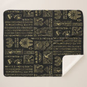 Egyptische hiërogliefen en oudheden in zwart goud sherpa deken (Voorkant (horizontaal))