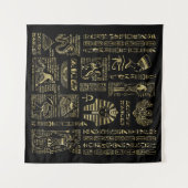 Egyptische hiërogliefen en oudheden in zwart goud wandkleed (Voorkant (horizontaal))
