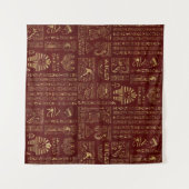 Egyptische hiërogliefen en symbolen op rood leder wandkleed (Voorkant (horizontaal))