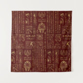 Egyptische hiërogliefen en symbolen op rood leder wandkleed (Voorkant)