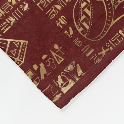 Egyptische hiërogliefen en symbolen rood leder fleece deken (Hoek)