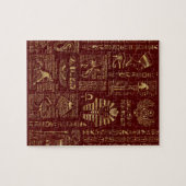 Egyptische hiërogliefen en symbolen rood leder legpuzzel (Horizontaal)