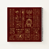 Egyptische hiërogliefen en symbolen rood leder notitieboek (Achterkant)