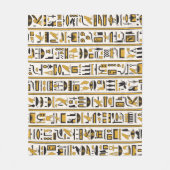 Egyptische hiërogliefen: geel-zwart naadloos. fleece deken (Voorkant)