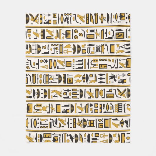 Egyptische hiërogliefen: geel-zwart naadloos. fleece deken (Voorkant)