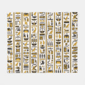 Egyptische hiërogliefen: geel-zwart naadloos. fleece deken (Voorkant (Horizontaal))