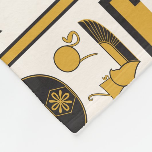 Egyptische hiërogliefen: geel-zwart naadloos. fleece deken (Hoek)