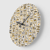 Egyptische hiërogliefen: geel-zwart naadloos. grote klok (Hoek)