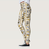 Egyptische hiërogliefen: geel-zwart naadloos. leggings (Links)
