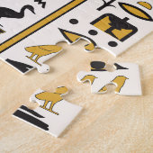 Egyptische hiërogliefen: geel-zwart naadloos. legpuzzel (Zijkant)