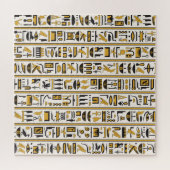 Egyptische hiërogliefen: geel-zwart naadloos. legpuzzel (Horizontaal)