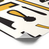 Egyptische hiërogliefen: geel-zwart naadloos. poster (Hoek)