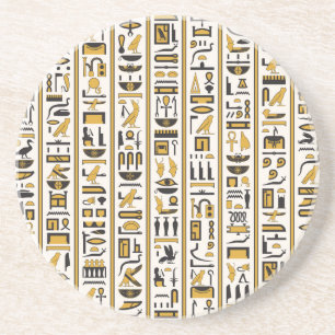 Egyptische hiërogliefen: geel-zwart naadloos. zandsteen onderzetter