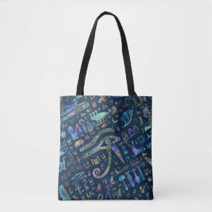 Egyptische hiërogliefen gemengde textuur Abstract Tote Bag