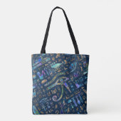 Egyptische hiërogliefen gemengde textuur Abstract Tote Bag (Achterkant)