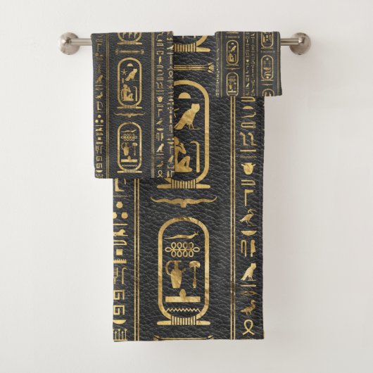 Egyptische hiërogliefen Gold op leder Bad Handdoek (Insitu)