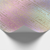 Egyptische hiërogliefen goud blauw water roze ombr cadeaupapier (Hoek)