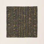 Egyptische hiërogliefen  goud in zwart op zwart sjaal<br><div class="desc">Egyptische hiërogliefen  goud in zwart op zwart</div>