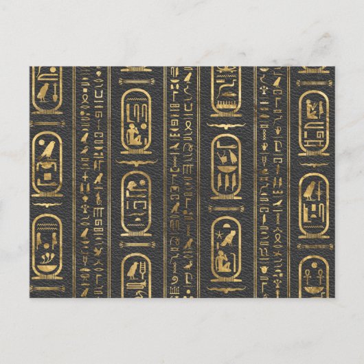 Egyptische hiërogliefen Goud op Leer Briefkaart (Voorkant)