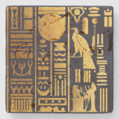 Egyptische hiërogliefen goudfolie stenen onderzetter (Voorkant)
