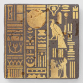 Egyptische hiërogliefen goudfolie stenen onderzetter (Voorkant)