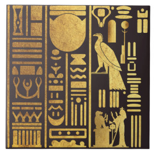 Egyptische hiërogliefen goudfolie tegeltje