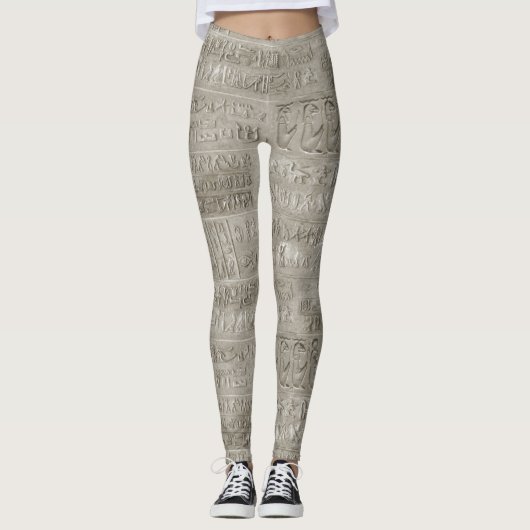 Egyptische hiërogliefen groot patroon leggings (Voorkant)