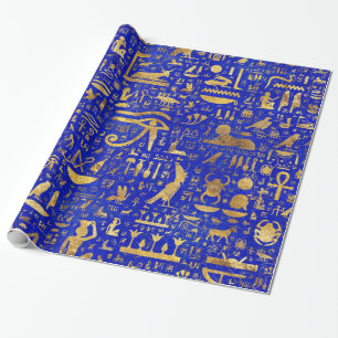 Egyptische hiërogliefen - Lapis Lazuli en Gold Cadeaupapier