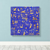 Egyptische hiërogliefen - Lapis Lazuli en Gold Canvas Afdruk (Insitu (Houten vloer))