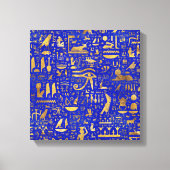 Egyptische hiërogliefen - Lapis Lazuli en Gold Canvas Afdruk (Voorkant)