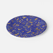 Egyptische hiërogliefen - Lapis Lazuli en Gold Papieren Bordje (Gekanteld)