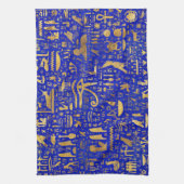 Egyptische hiërogliefen - Lapis Lazuli en Gold Theedoek (Verticaal)