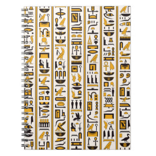 Egyptische hiërogliefen met gele zwarte kleur naa notitieboek