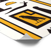 Egyptische hiërogliefen met gele zwarte kleur naad poster (Hoek)