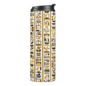 Egyptische hiërogliefen met gele zwarte kleur naad thermosbeker (Gedraaid links)