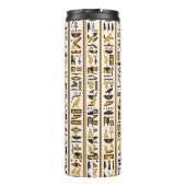 Egyptische hiërogliefen met gele zwarte kleur naad thermosbeker (Achterkant)