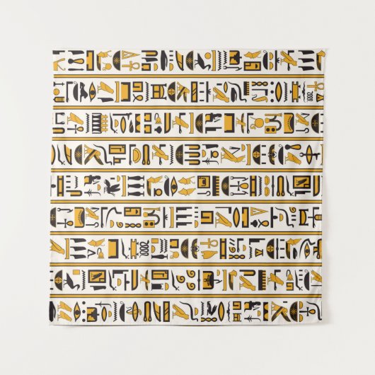 Egyptische hiërogliefen met gele zwarte kleur naad wandkleed (Voorkant (horizontaal))
