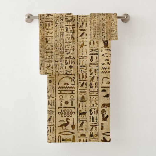 Egyptische hiërogliefen op papyrus bad handdoek (Insitu)